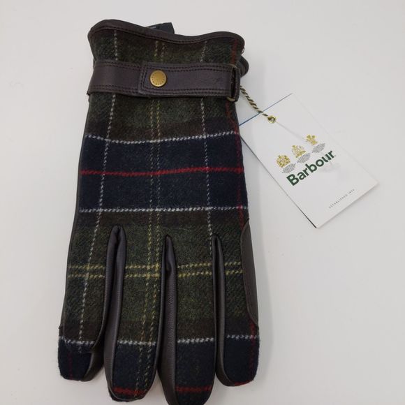 Barbour Other - Barbour Newbrough Green Tartan Wool Leather Glove